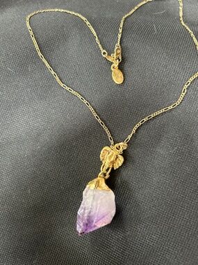 Jami Rodriguez gold-tipped raw amethyst crystal pendant necklace